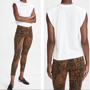 Braxton White Sleeveless Padded Shoulder Tee Top